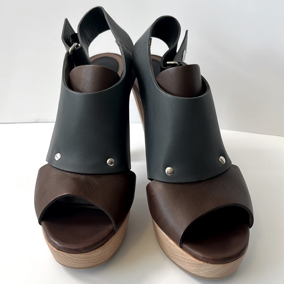 Marni Colorblock Leather Slingback Wood Platform Sandals, size: EU 40 US10 - Picture 3 of 12